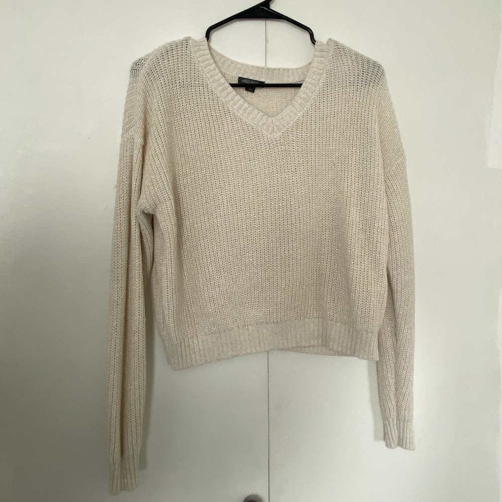 Wild Fable Cream with Gold Crop Sweater